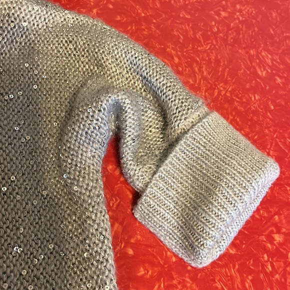 NWT Forever 21 Sequin Crew-Neck Long Sleeve Sweater, Silver Gray | S - Picture 8 of 14